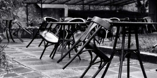 Empty Chairs at an outdoor restaurant
