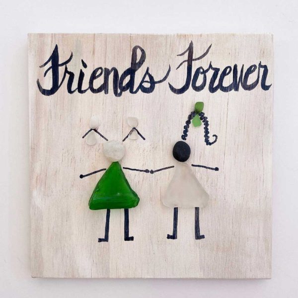sea glass sign with two girls friends forever
