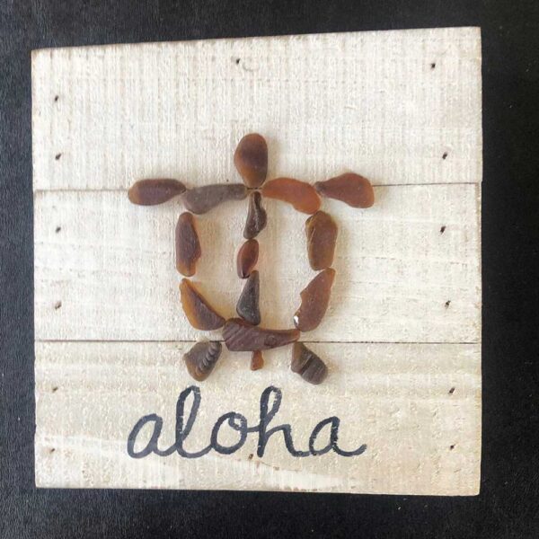 Brown Sea Glass Turtle: Aloha!
