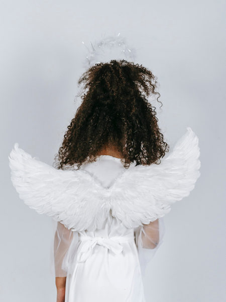 Back of girl with angel wings