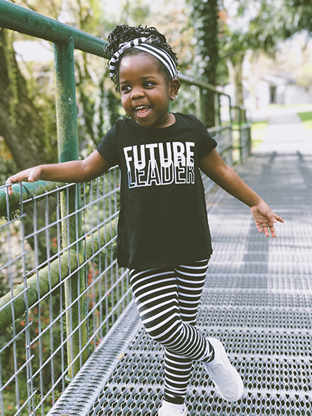 Little Girl with T-Shirt that says Future Leader